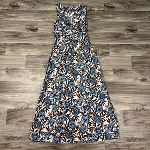 NWT Madewell Sleeveless V-Neck Midi Dress in Stonewash Blue Floral Size 4
